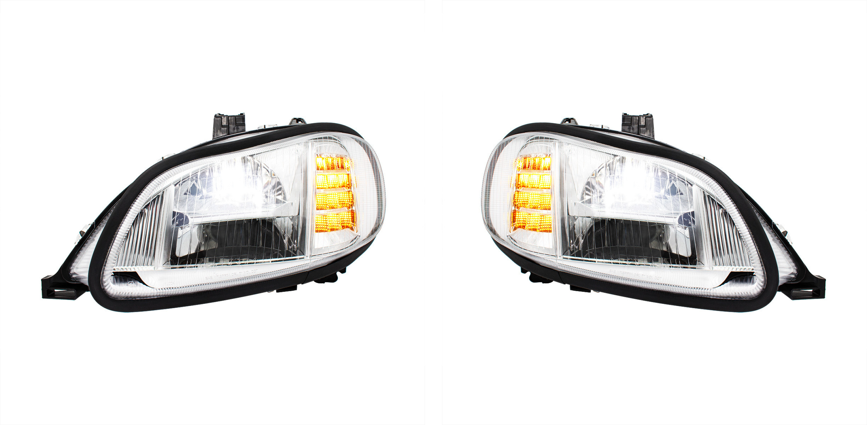 Bundle (2pcs): Chrome High Power Full LED Headlight For 2003-2024 Freightliner M2-Driver; Chrome High Power Full LED Headlight For 2003-2024 Freightliner M2-Passenger