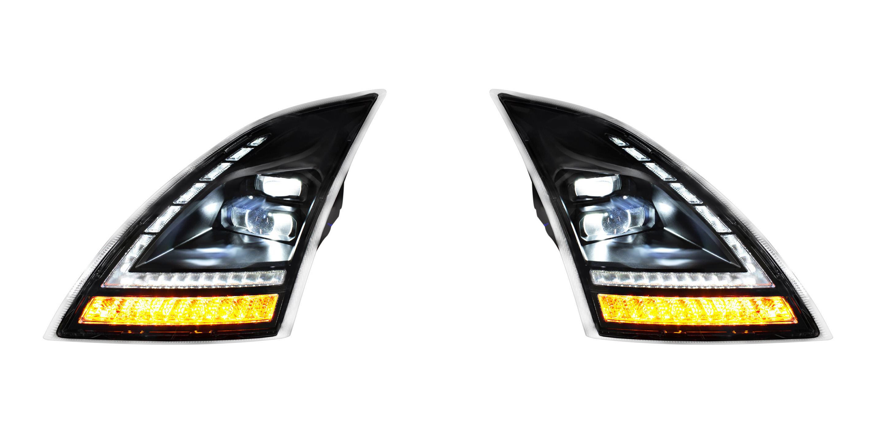 Blackout Full LED Headlight With LED Turn Signal and DRL For 2018-2024 Volvo VNL-Driver and Passenger (2pcs)
