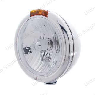Chrome Classic Headlight Crystal H4 Bulb & Turn Signal - Amber Lens