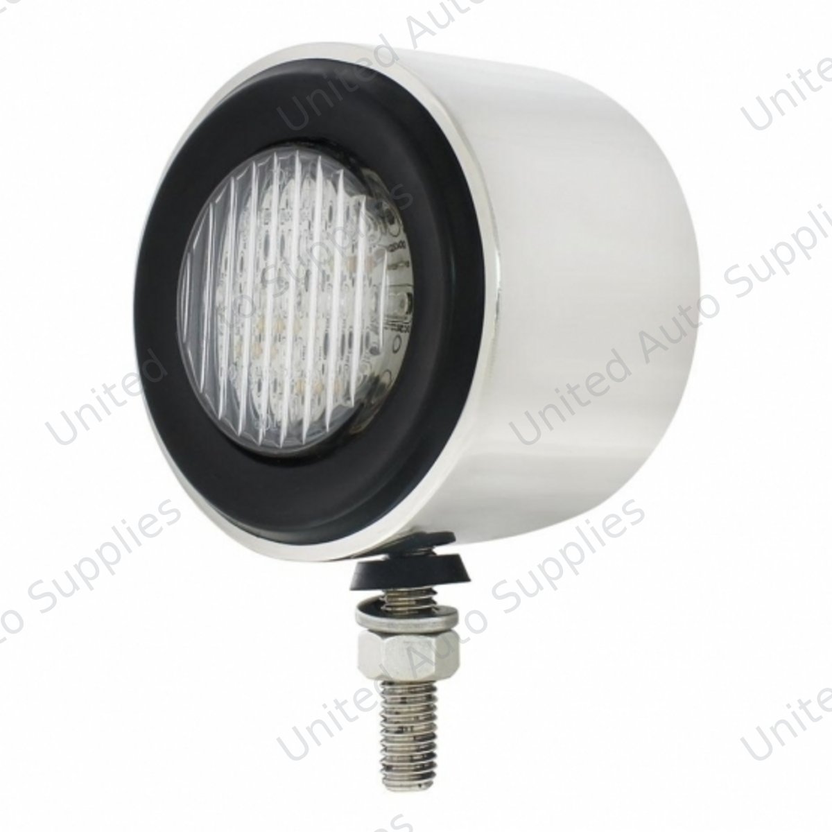 Stainless 2.5" Double Face Light With LED Lights & Grommets - Amber & Red LED/Clear Lens