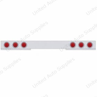 Chrome 1 Piece Rear Light Bar With Six 10 LED 4" Lights & Visors - Red LED/Red Lens