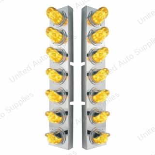 SS Front Air Cleaner Brkt With 14X 11 Amber LED Watermelon Light & Visor Bezel For KW Trucks-Amber Lens