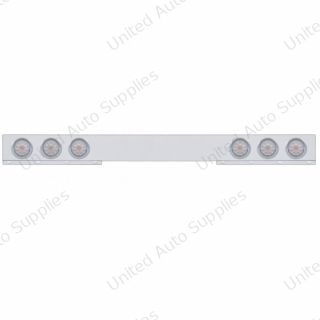 Chrome 1 Piece Rear Light Bar With Six 10 LED 4" Lights & Visors - Red LED/Clear Lens