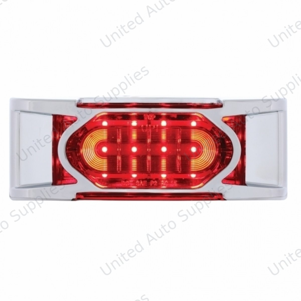 16 LED Reflector Light (Clearance/Marker) With Chrome Bezel - Red LED/Red Lens