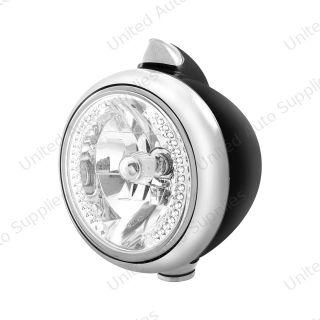 Black Guide 682-C Headlight H4 With White LED & Original Style LED Signal - Clear Lens