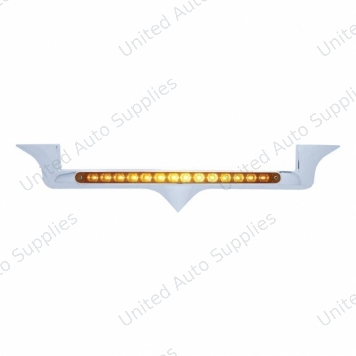 Chrome Hood Emblem Trim With 14 LED Light Bar For Kenworth - Amber LED/Amber Lens