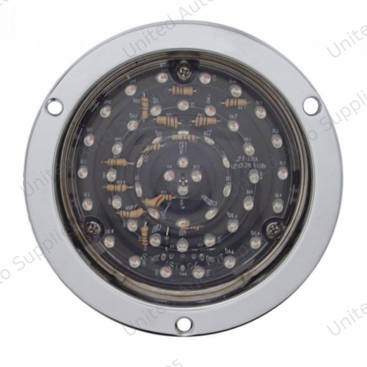 40 LED 4" Round Deep-Dish Stop, Turn & Tail Light With Flange Mount- Red LED/Clear Lens
