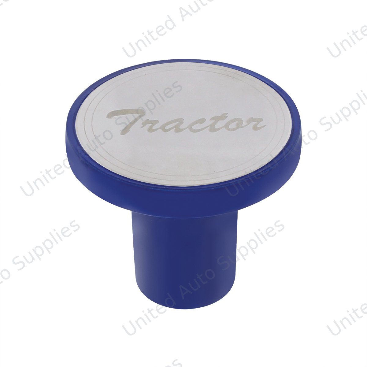 Aluminum Screw-On Air Valve Knob With Stainless Tractor Plaque - Indigo Blue