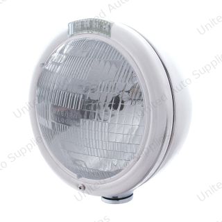 Chrome Classic Headlight H6024 Bulb & LED Turn Signal - Clear Lens