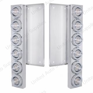 FL SS Front Air Cleaner Bracket W/12X 9 LED 2" Beehive Lights & Bezels -Amber LED/Clear Lens