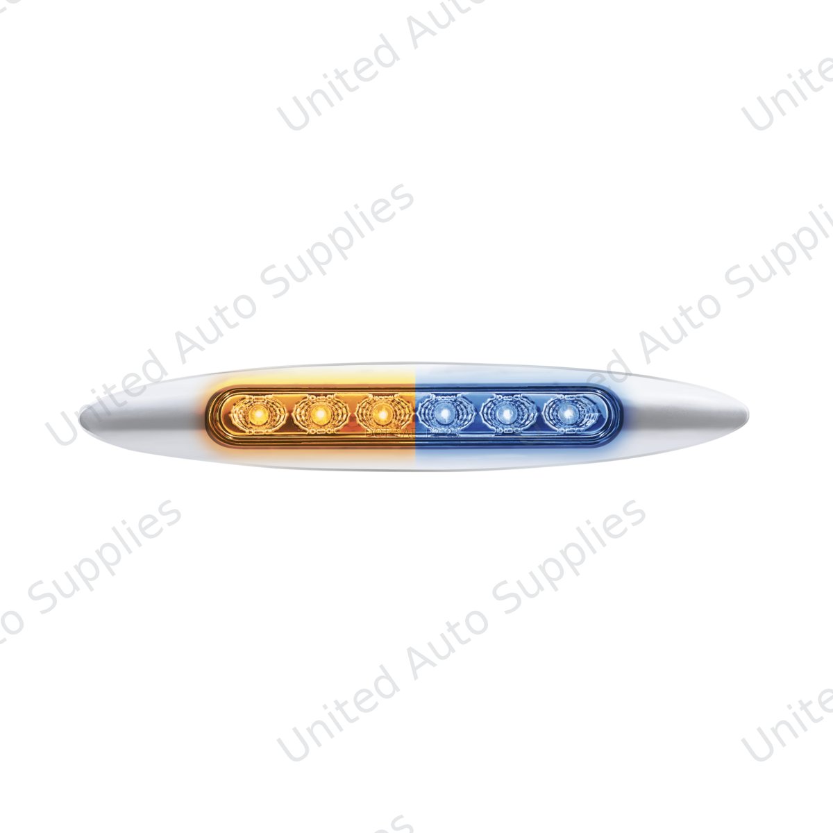 Double Fury 6 LED Dual Function 6" Marker Light With Chrome Bezel-Amber & Blue/Clear Lens