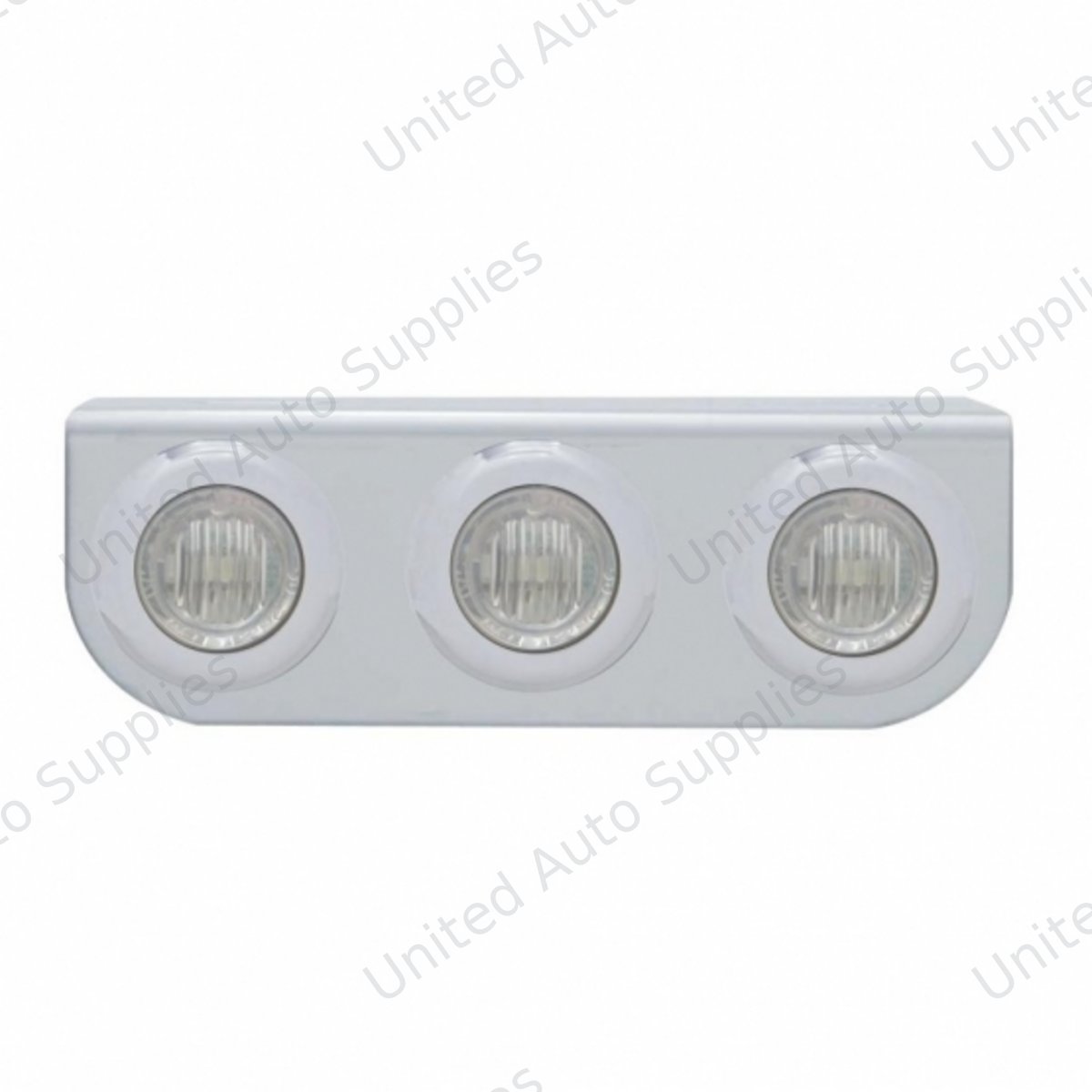 Stainless Light Bracket With 3X 3 LED 3/4" Mini Lights - Red LED/Clear Lens