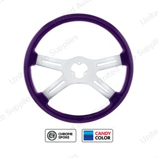 18" Candy Color 4 Spoke Steering Wheel - Candy Purple