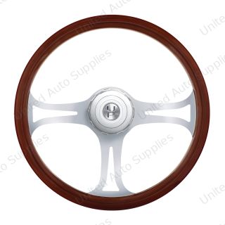 18" Chrome Blade Steering Wheel With Hub & Horn Button Kit For Peterbilt (1998-2005) & Kenworth (2001-2002)