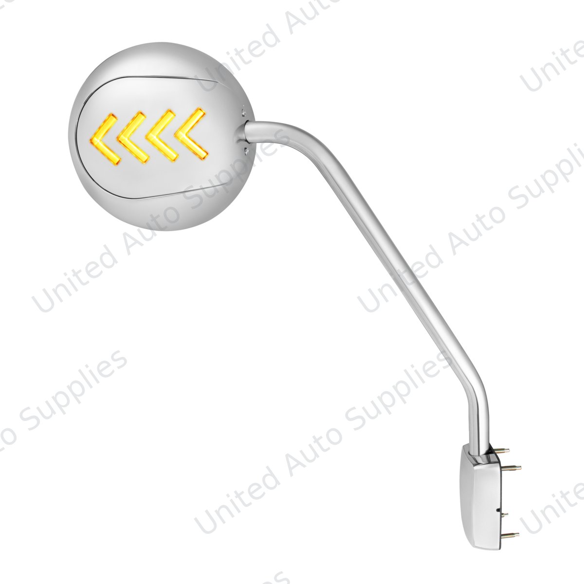 Chrome Hood Mirror Assembly With Sequential LED Turn Signal For 2013-2021 KW T680 & 2012-2021 PB 579-Passenger