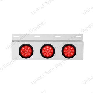Stainless Top Mud Flap Plate With 3X 12 LED 4" Lights & Grommets - Red LED/Red Lens (Each)