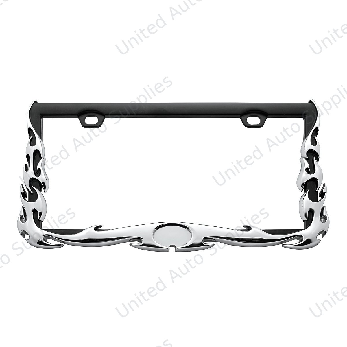 Flame License Plate Frame - Chrome