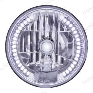 7" Crystal Headlight With 34 White LED Position Light