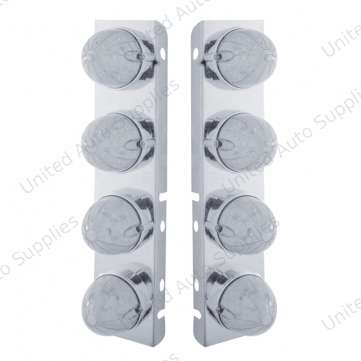 SS Front Air Cleaner Bracket With 8X 19 LED Watermelon Lights & Bezels For Peterbilt-Amber LED/Clear Lens