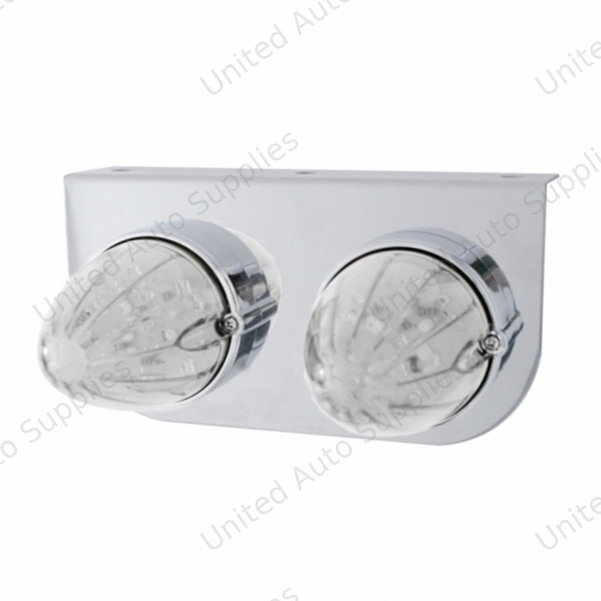 Stainless Light Bracket With 2X 19 LED Watermelon Lights - Amber LED/Clear Lens