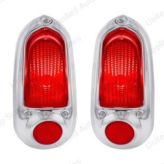 12V Tail Light With Stainless Steel Bezel For 1949-50 Chevy Passenger Car (Pair)