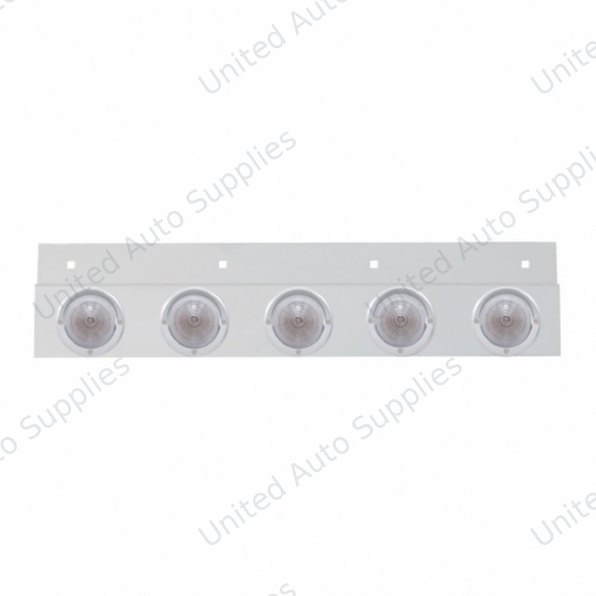 Stainless Top Mud Flap Plate With 5X 9 LED 2" Beehive Lights & Visors - Red LED/Clear Lens (Each)