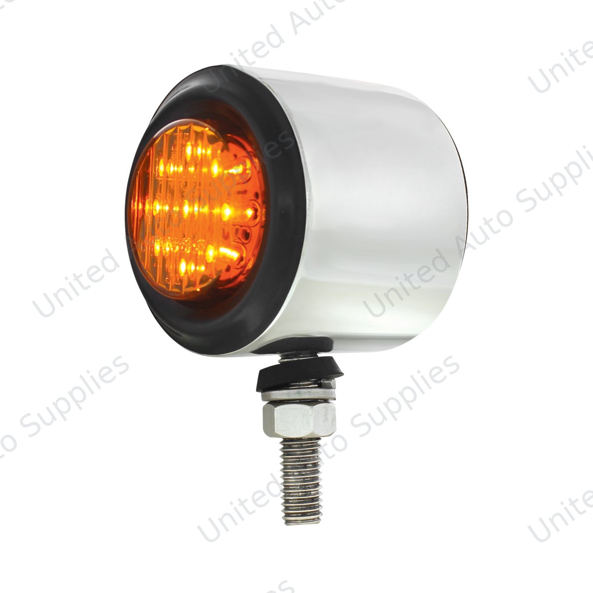 SS 2" Double Face Light With 9 LED 2" Lights & Grommets - Amber & Red LED/Amber & Red Lens