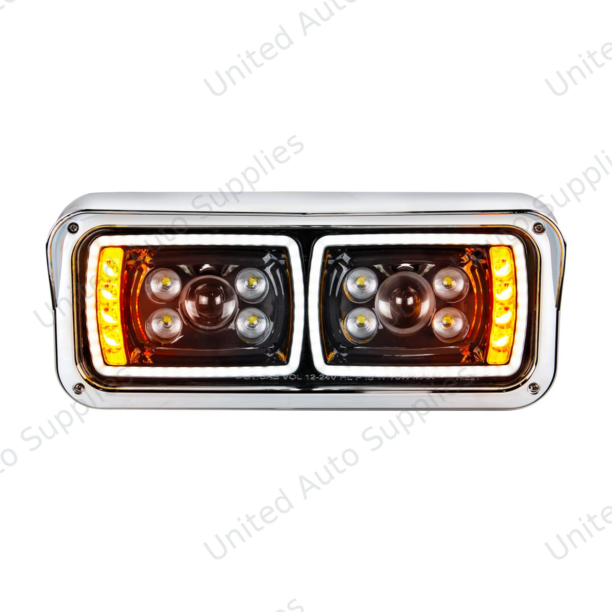 10 High Power LED "Blackout" Projection Headlight With LED Turn Signal & Position Light Bar - Passenger