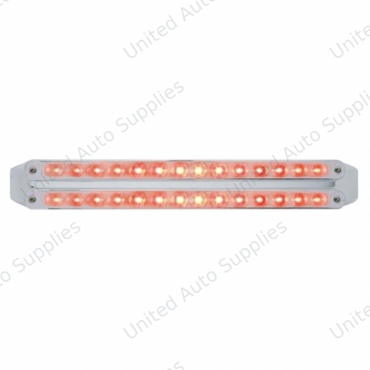 Dual 14 LED 12" Light Bars (Stop, Turn & Tail) - Red LED/Chrome Lens