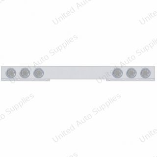 Stainless 1 Piece Rear Light Bar With Six 7 LED 4" Reflector Lights & Bezels - Red LED/Clear Lens
