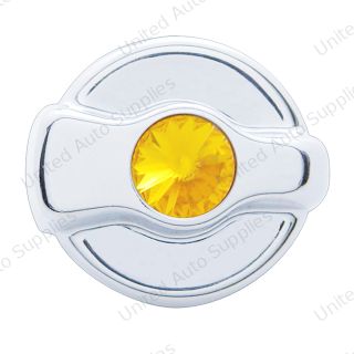 Chrome Plastic A/C Control Knob For 2005 & Older Peterbilt - Amber Crystal