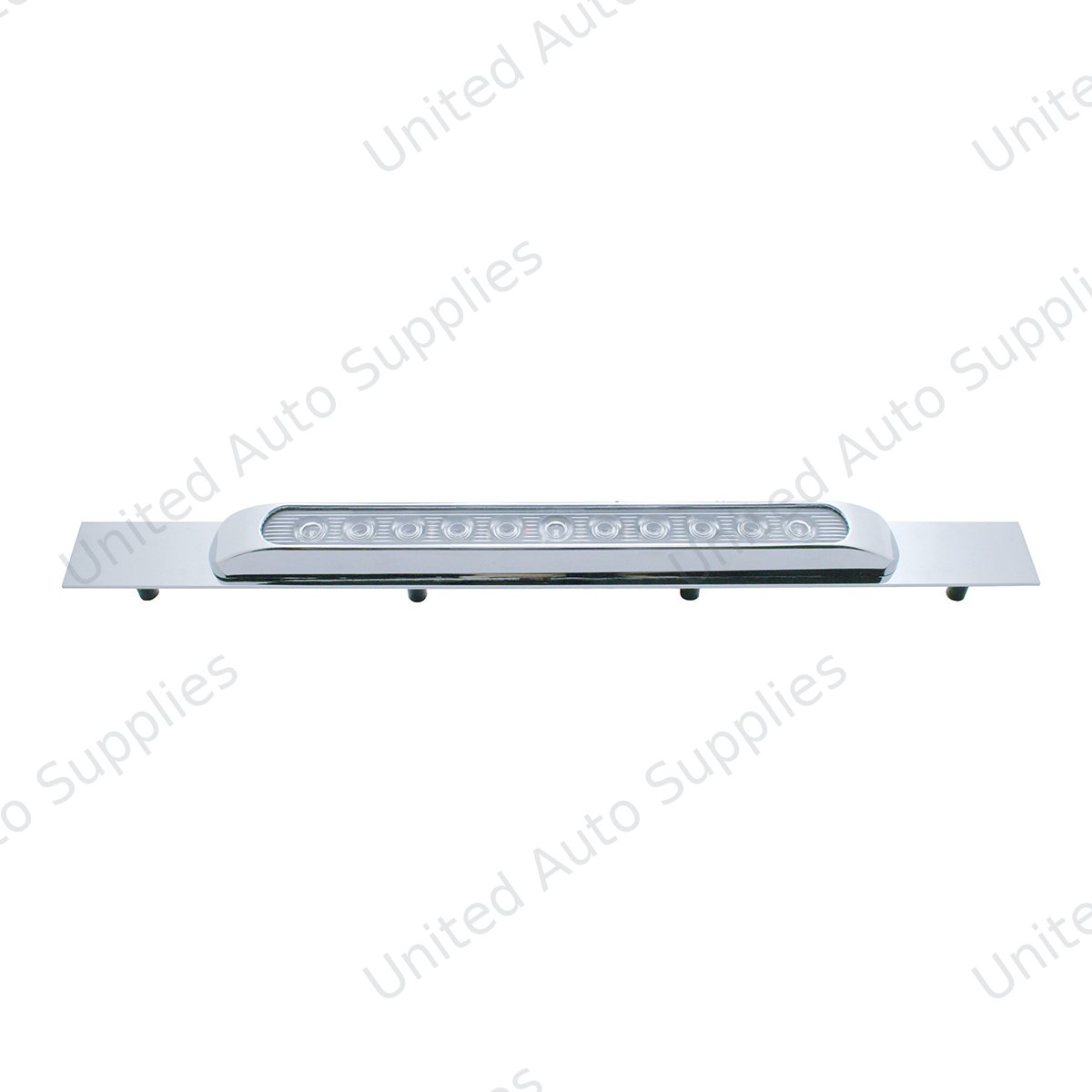 Chrome Top Mud Flap Plate With 11 LED 17" Light Bar & Bezel - Red LED/Clear Lens (Each)