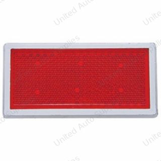 Rectangular Quick Mount Reflector With Chrome Bezel - Red