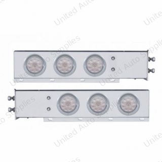 2.5" Bolt Pattern Chrome Spring Loaded Bar W/6X 4" 10 LED Lights & Visors -Red LED/Clear Lens (Pair)