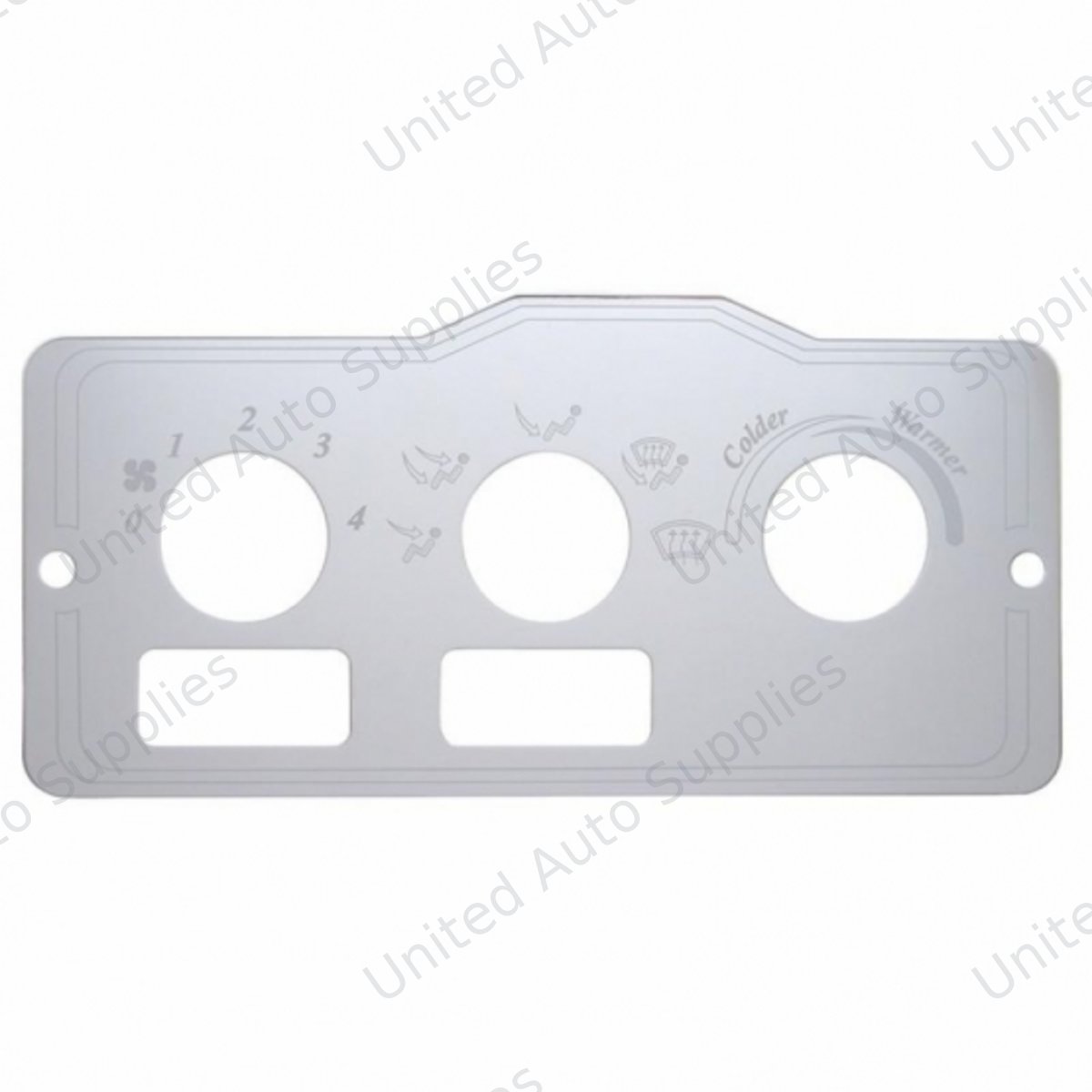 Peterbilt Stainless A/C Control Plate - 2 Square Openings