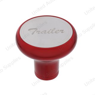 Deluxe Aluminum Screw-On Air Valve Knob With Stainless Trailer Plaque - Candy Red