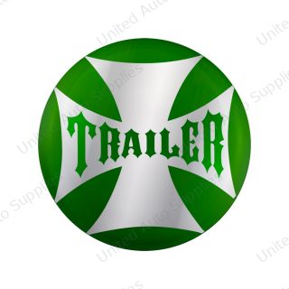 "Trailer" Maltese Cross Air Valve Knob Candy Color Sticker Only- Emerald Green