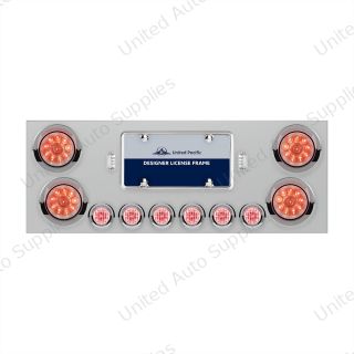 SS Rear Center Panel With 4X 10 LED 4" Lights & 6X 9 LED 2" Lights & Visors -Red LED/Clear Lens