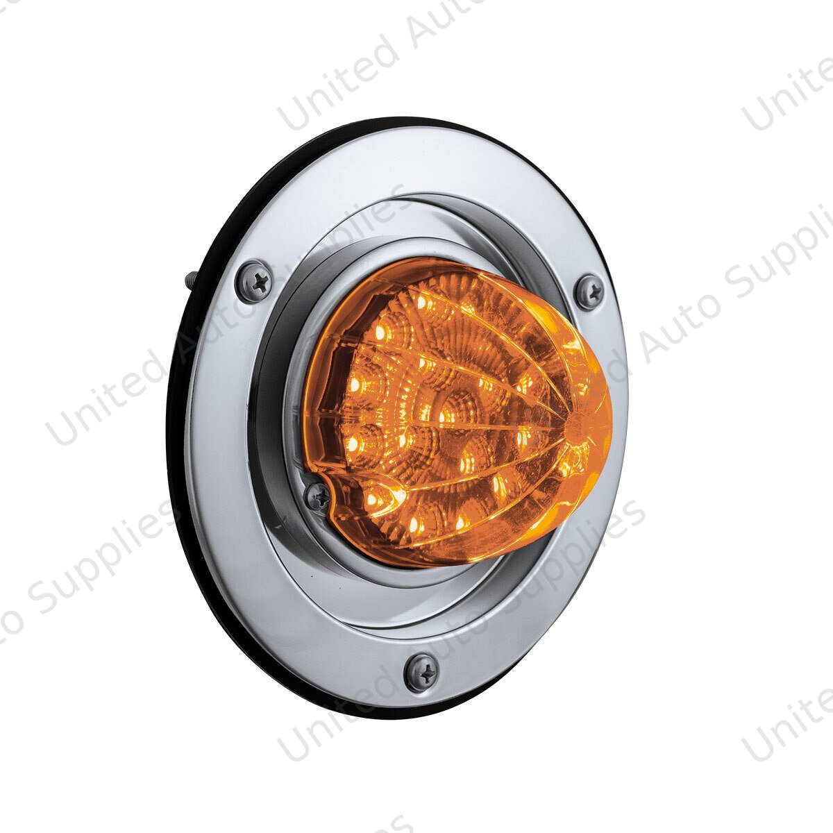 17 LED Dual Function Watermelon Reflector Light Sleeper Bunk Kit With 304 SS Bezel-Amber LED/Amber Lens