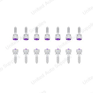 1/4"-20 Knurled Head Dash Screw For Peterbilt - Purple Crystal (14-Pack)