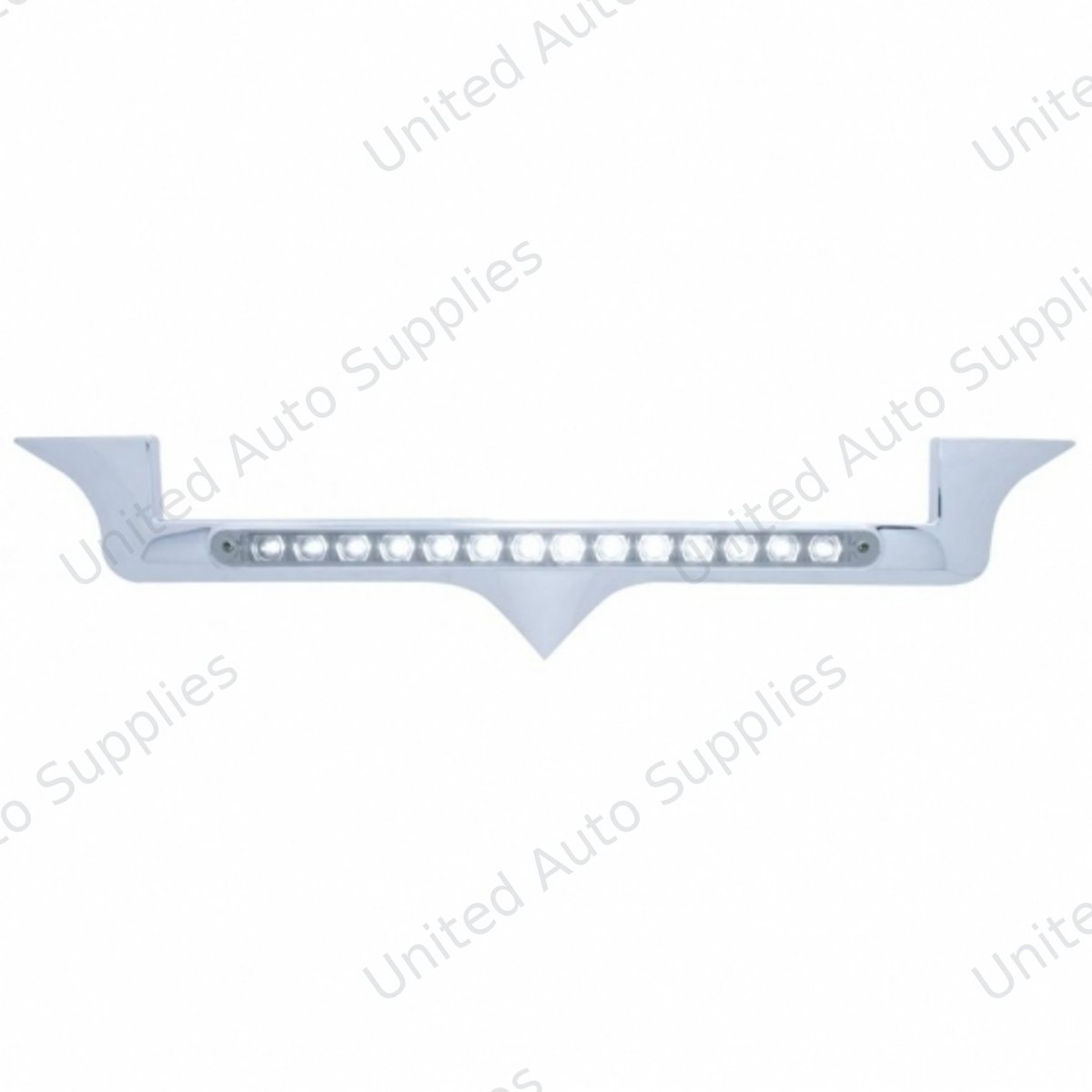 Chrome Hood Emblem Trim With 14 LED Light Bar For Kenworth - White LED/Clear Lens