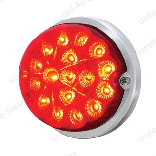17 LED Dual Function Watermelon Clear Reflector Flush Mount Kit With Low Profile Bezel -Red LED & Lens