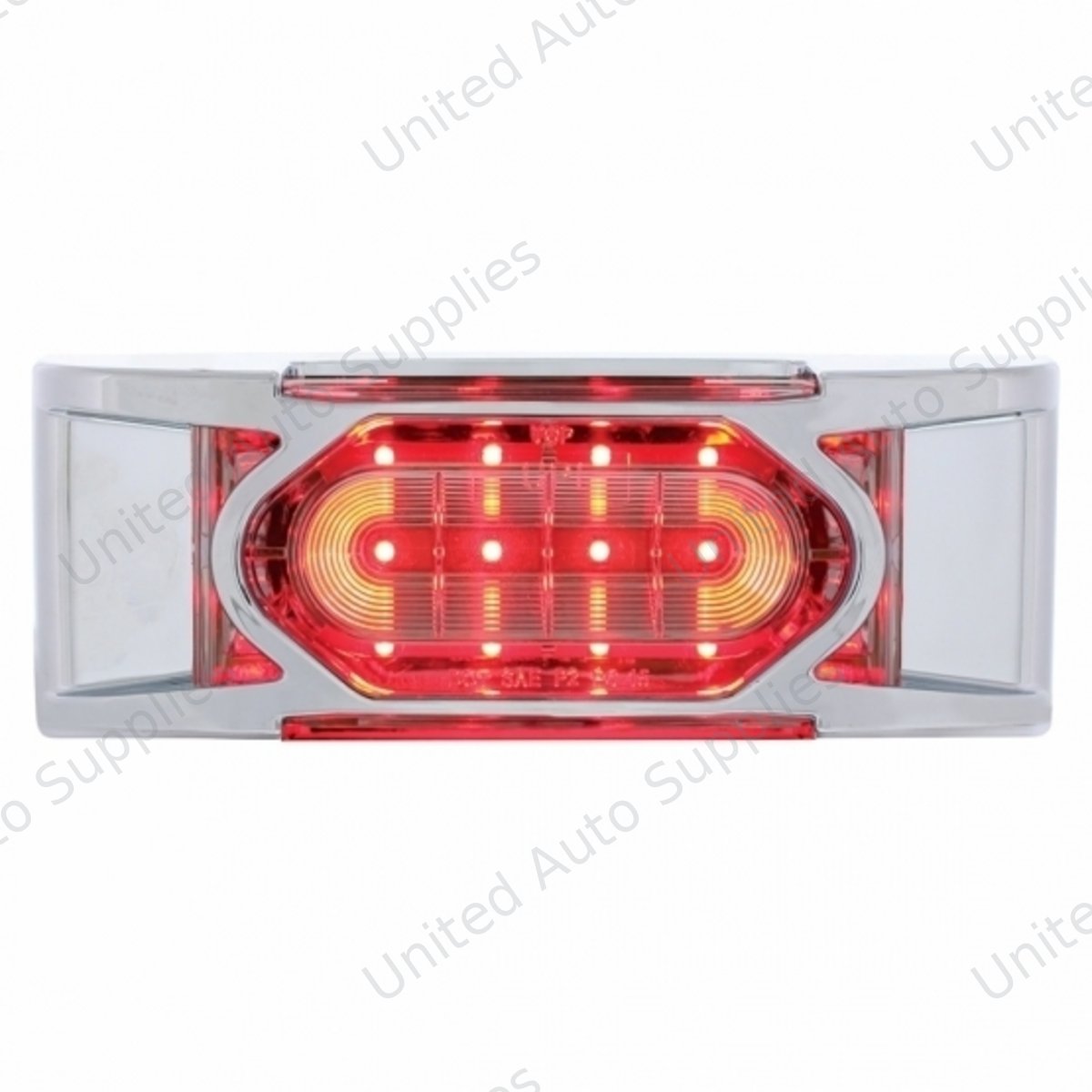 16 LED Reflector Light (Clearance/Marker) With Chrome Bezel - Red LED/Clear Lens