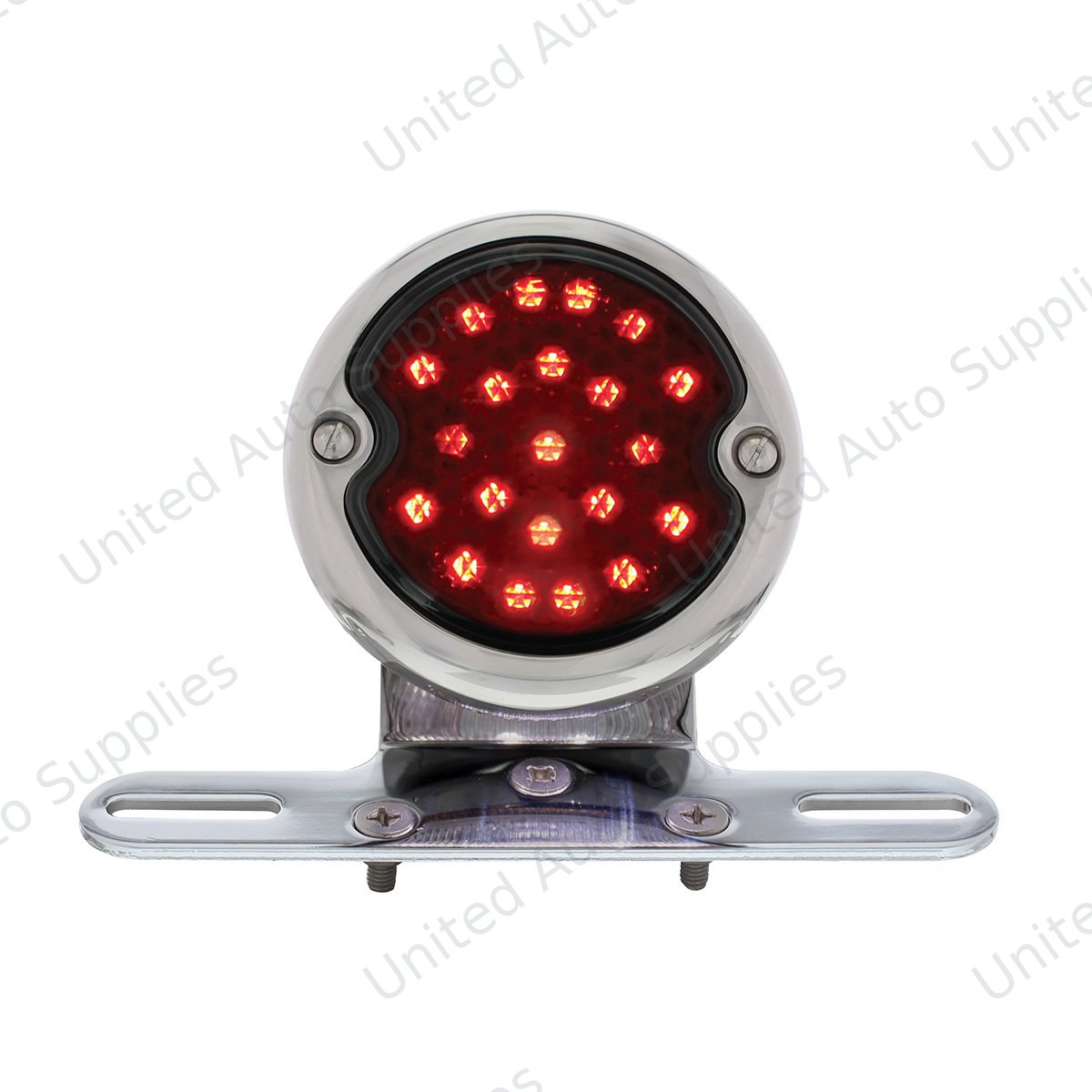 Chrome Motorcycle Rear Fender LP Bracket With 1933-36 Ford Style LED Tail Light
