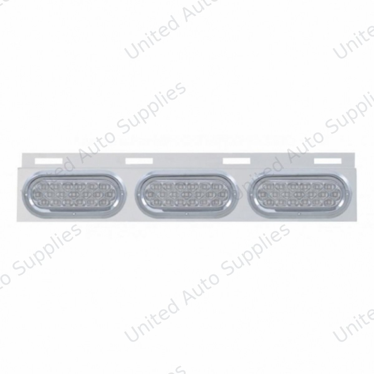 Stainless Top Mud Flap Plate With 3X 19 LED 6" Oval Lights & Visors - Red LED/Clear Lens (Each)
