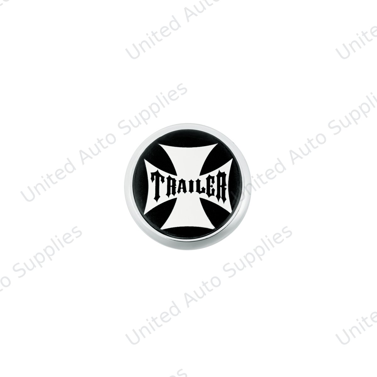 "Trailer" Deluxe Air Valve Knob - Black Maltese Cross Sticker