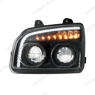 High Power LED Blackout Headlight With LED Turn Signal & Light Bar For 2015-2026 Kenworth T880-Driver