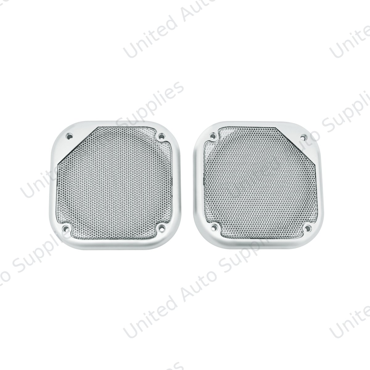 Chrome 5-1/2" Square Speaker Cover For Various Freightliner & Kenworth Models (Pair)