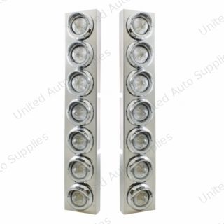 SS Front Air Cleaner Brkt With 14X 9 Amber LED 2" Beehive Lights & Visors For KW Trucks -Clear Lens