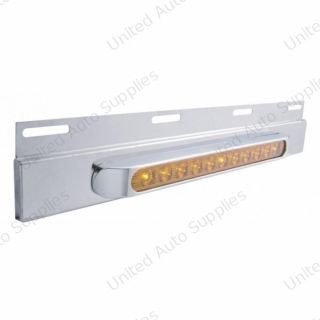 Stainless Top Mud Flap Plate With 11 LED 17" Light Bar & Bezel - Amber LED/Amber Lens (Each)